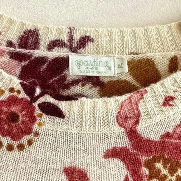 Spartina 449 Fall Floral Crewneck Sweater, Size Medium - Picture 6 of 16